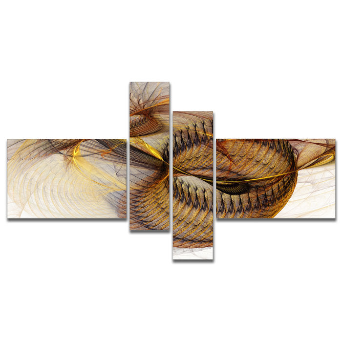 Abstract Brown Spiral Texture On Canvas 4 Pieces Print
