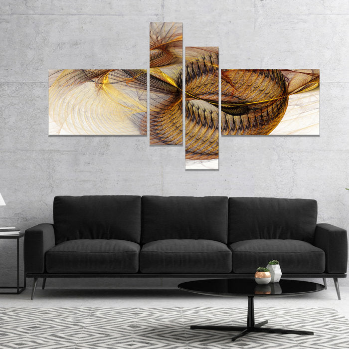Abstract Brown Spiral Texture On Canvas 4 Pieces Print