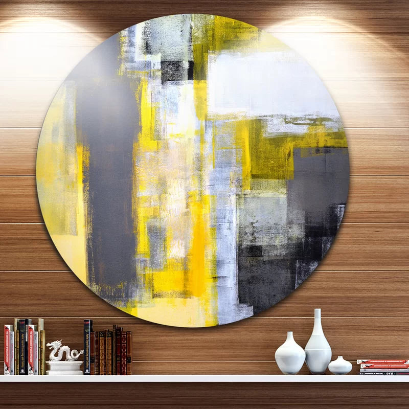Abstract 'Gray and Yellow Blur Abstract' Painting
