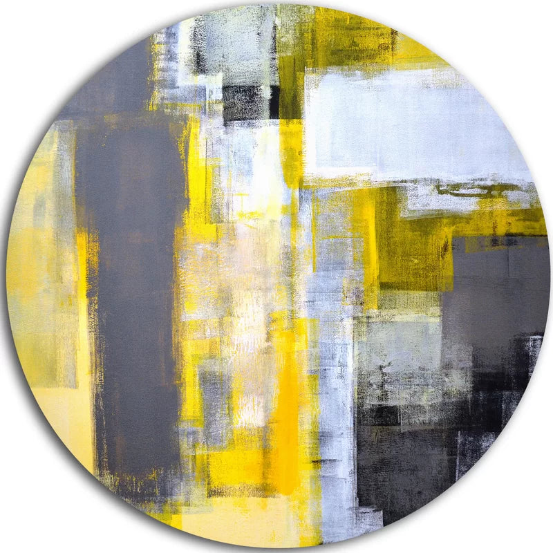 Abstract 'Gray and Yellow Blur Abstract' Painting