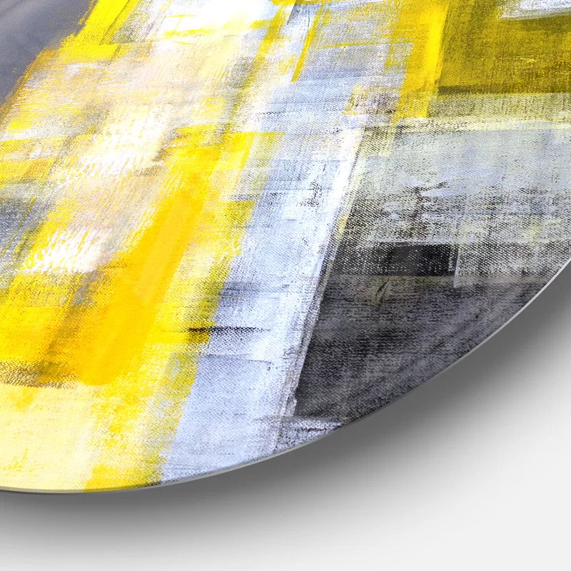 Abstract 'Gray and Yellow Blur Abstract' Painting