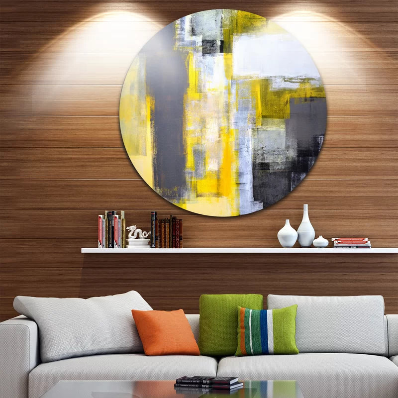 Abstract 'Gray and Yellow Blur Abstract' Painting