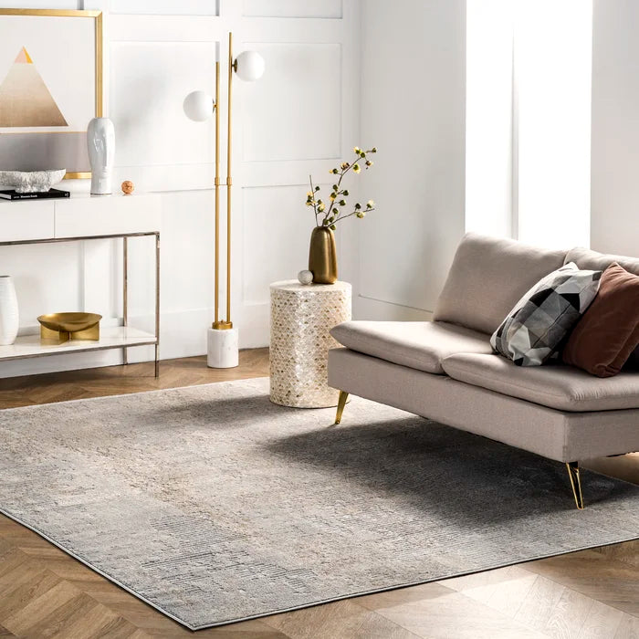 Abstract Light Gray Area Rug 8x10