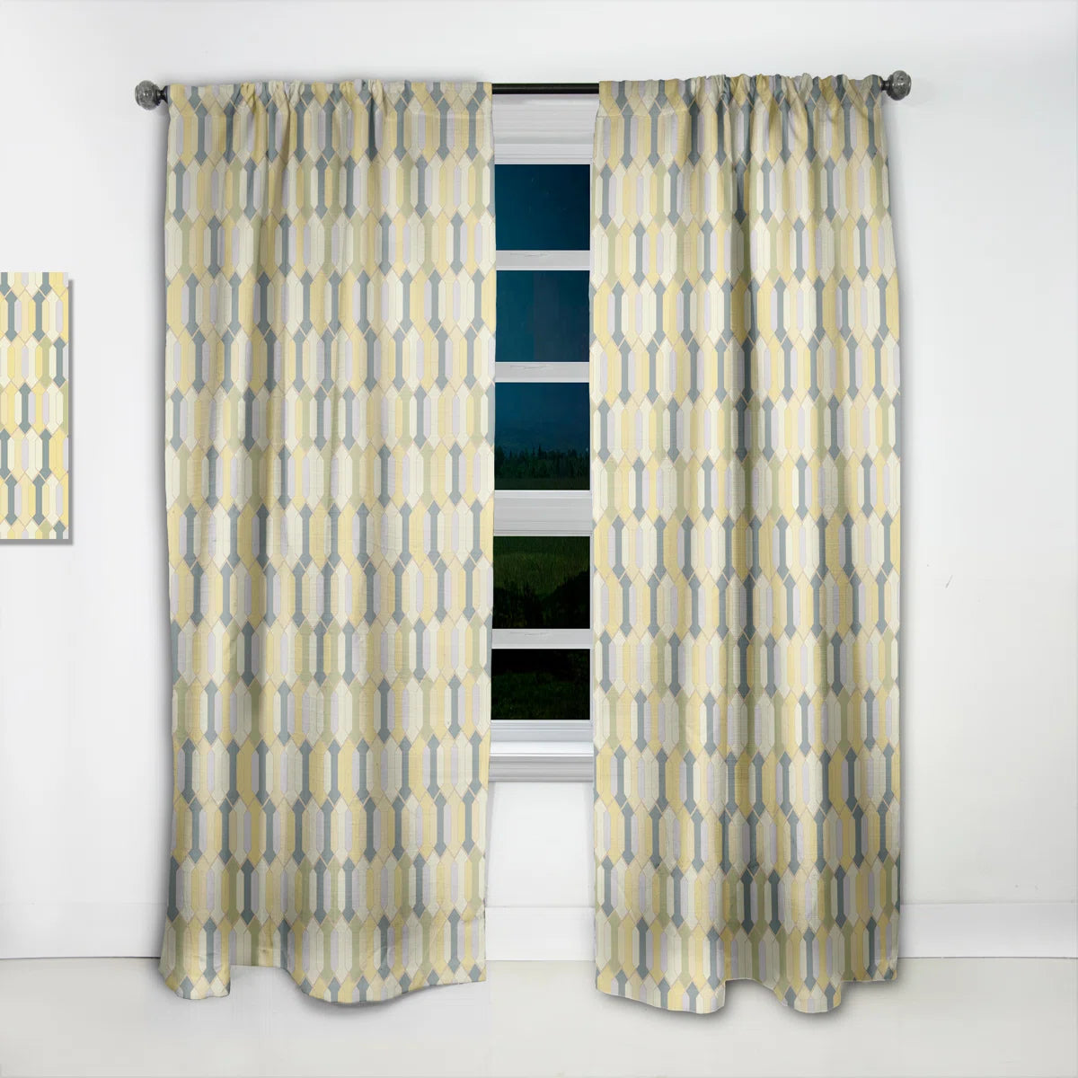 Abstract Retro Geometrical Design II - Mid-Century Velvet Curtain - Room Darkening - 1 Panel