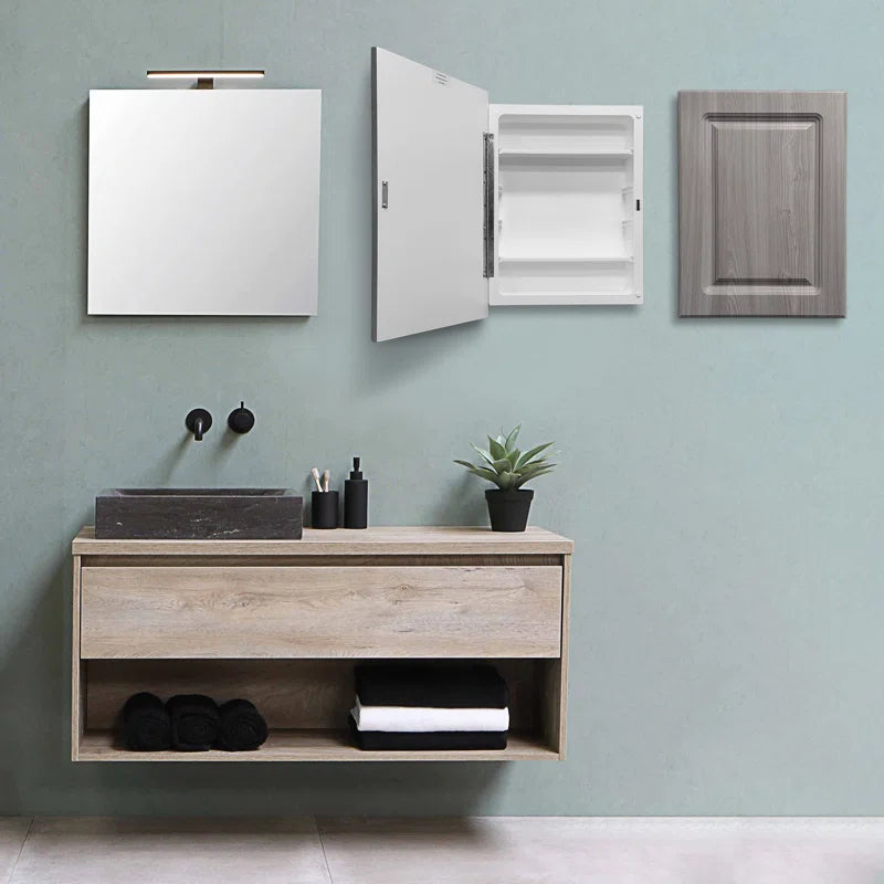 Fox Gray Adaiya Recessed Medicine Cabinet with 2 Adjustable Shelves