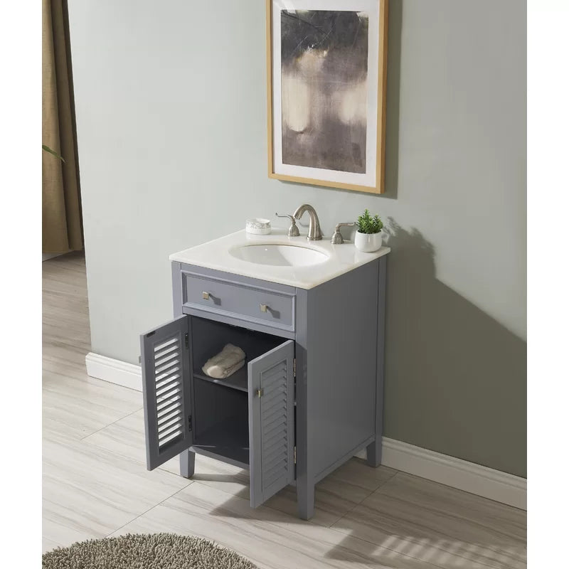 Adelbert Free Standing Single Bathroom Vanity with Marble Top Salvage
