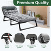 Adjustable 4-Position Folding Lounge Chair, Camping Cot Bed with Pillow & Thicked Mattress