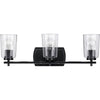 Adley Collection 3-Light Matte Black Clear Glass New Traditional Bath Vanity Light