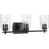 Adley Collection 3-Light Matte Black Clear Glass New Traditional Bath Vanity Light