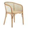 Santiago Coastal Beach Beige Wood Frame Cane Back Rattan Seat Armchair