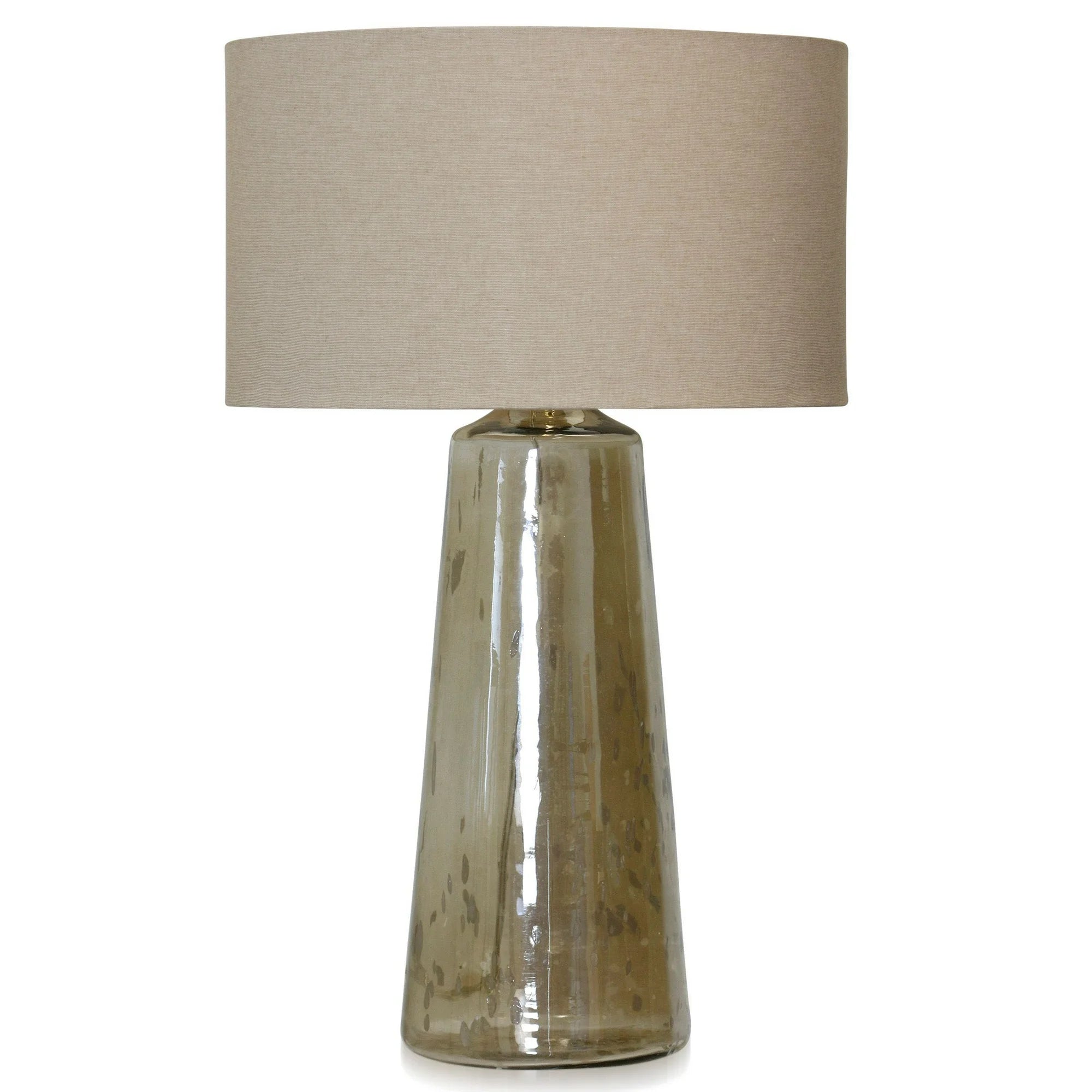 Aged Gold Luster - Glass Lamp Base With Beige Fabric Shade