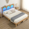 Ail Modern Wooden Platform Bed Frame Queen Size with Natural Rattan Headboard - Queen