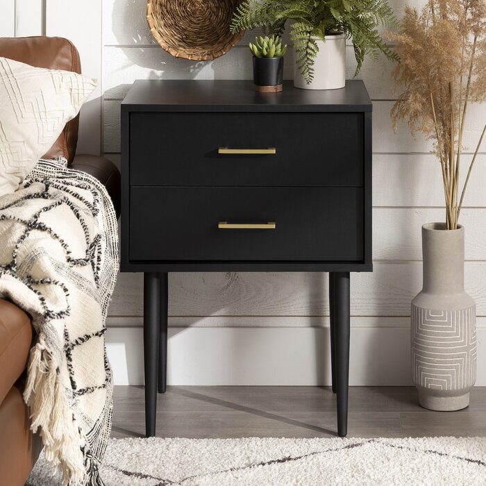 Black Ailisa Manufactured Wood Nightstand
