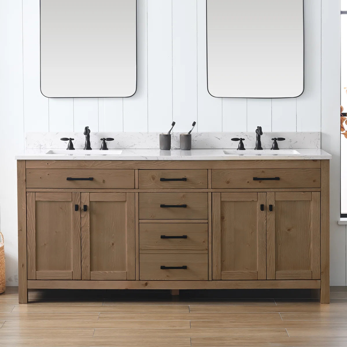 Ajiya 72" Double Bathroom Vanity Set - Carrara White SHOWROOM ITEM