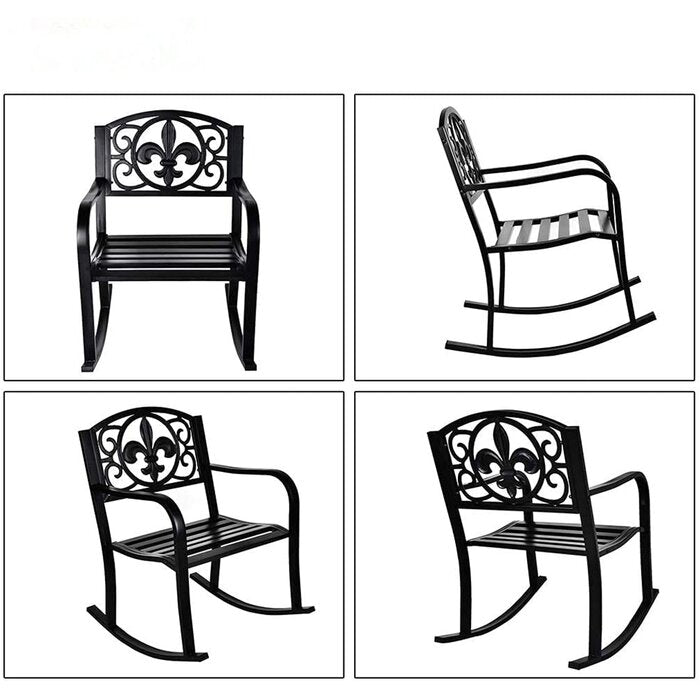 Black Akshara Metal Outdoor Rocking Chair