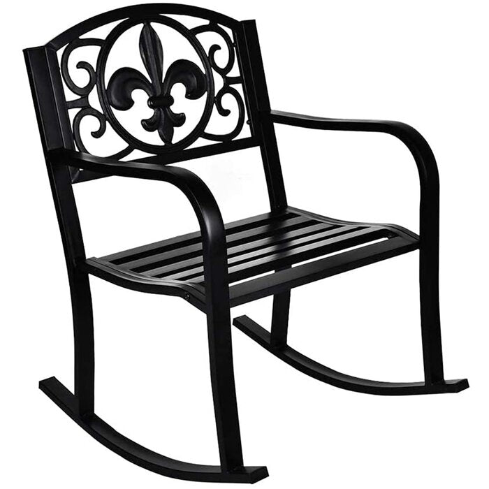 Black Akshara Metal Outdoor Rocking Chair