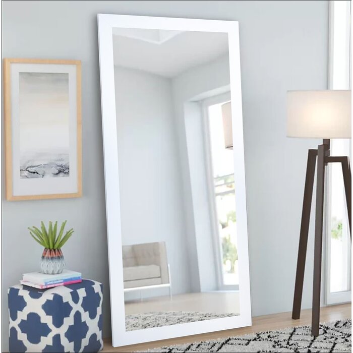 White Alcime Rectangle Wood Mirror