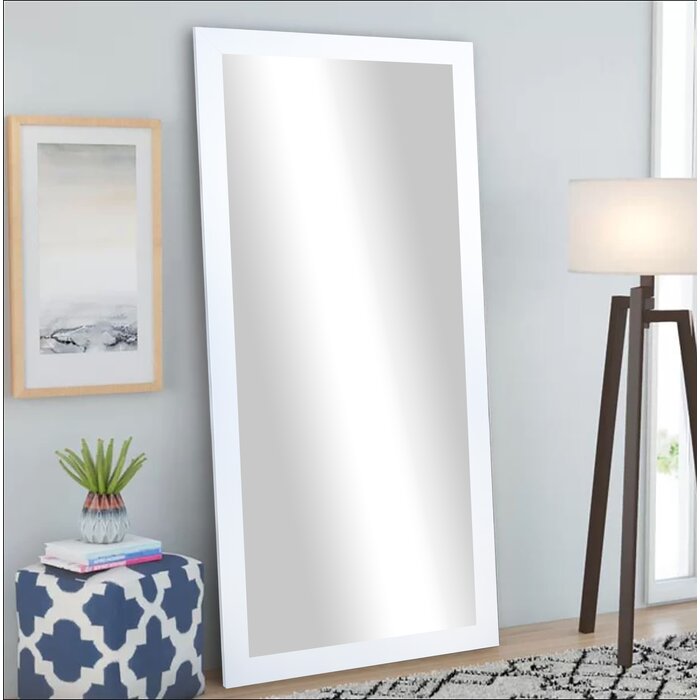 White Alcime Rectangle Wood Mirror