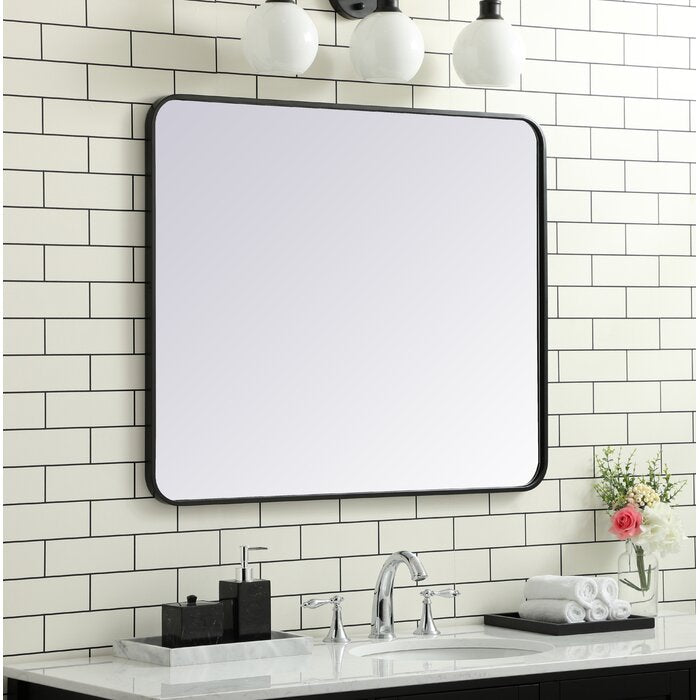 Black Alessandra Metal Wall Mirror
