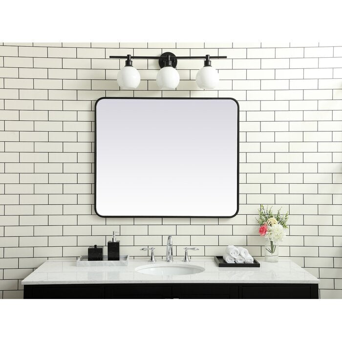 Black Alessandra Metal Wall Mirror