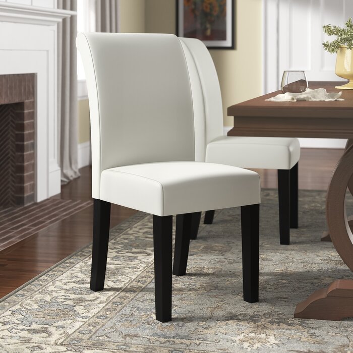 White Alexa-Mae Solid Back Parsons Chair (Set of 2)