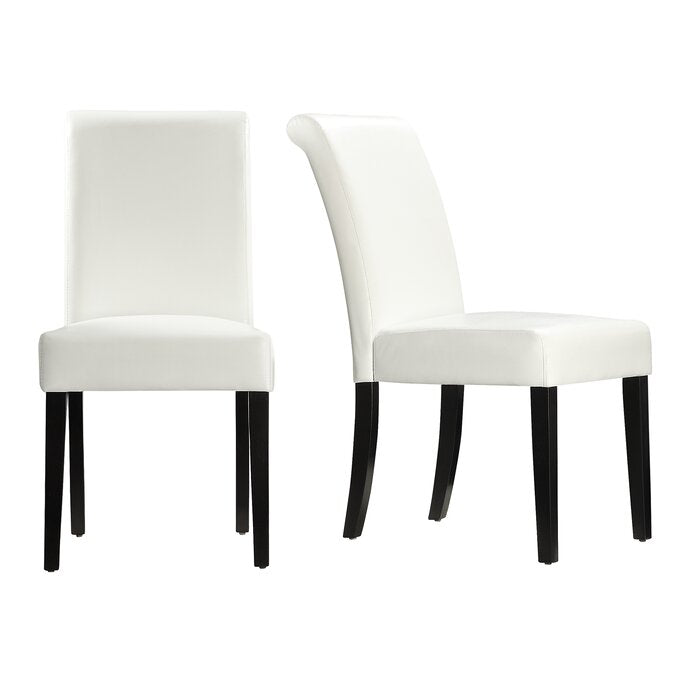 White Alexa-Mae Solid Back Parsons Chair (Set of 2)