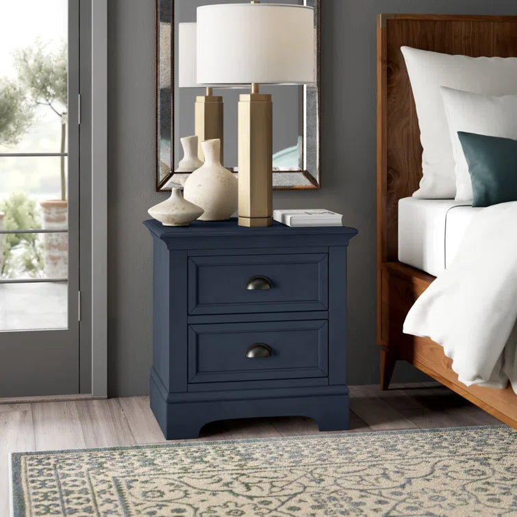 Blue Alicea Solid + Manufactured Wood Nightstand