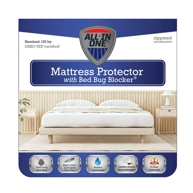 Bed Bug Blocker Waterproof Zippered Mattress Protector, Queen