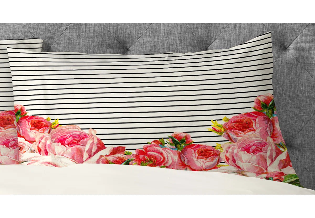 Allyson Johnson Bold Floral and Stripes Pillowcase