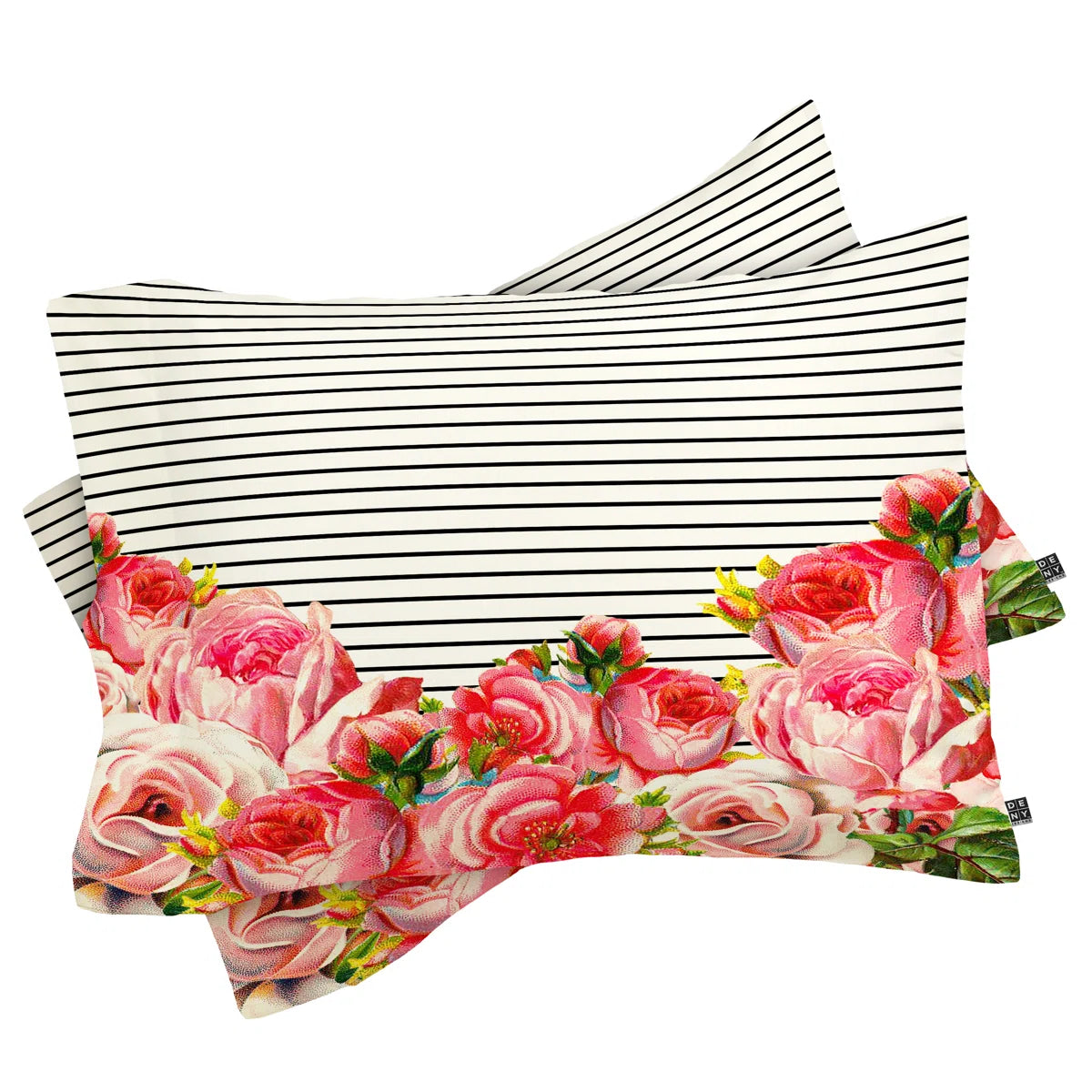 Allyson Johnson Bold Floral and Stripes Pillowcase