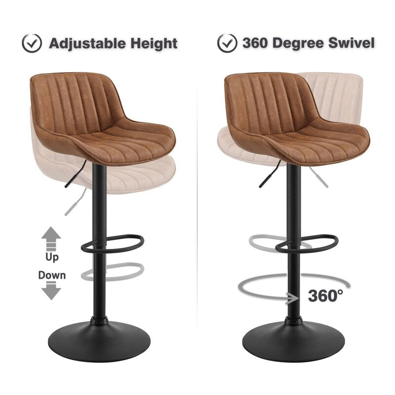 SET OF 2 Almeida Swivel Adjustable Height Bar Stool