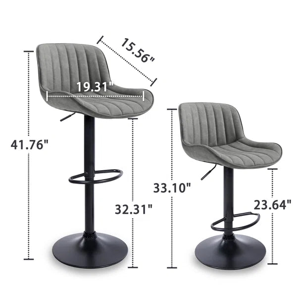 1-Piece Almeida Swivel Upholstered Adjustable Height Bar & Counter Stool with Metal Frame