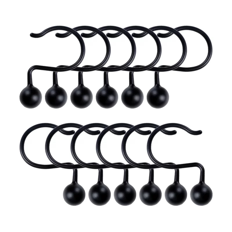 Black Aluminum Rust Resistant Shower Curtain Hook (Set of 12)
