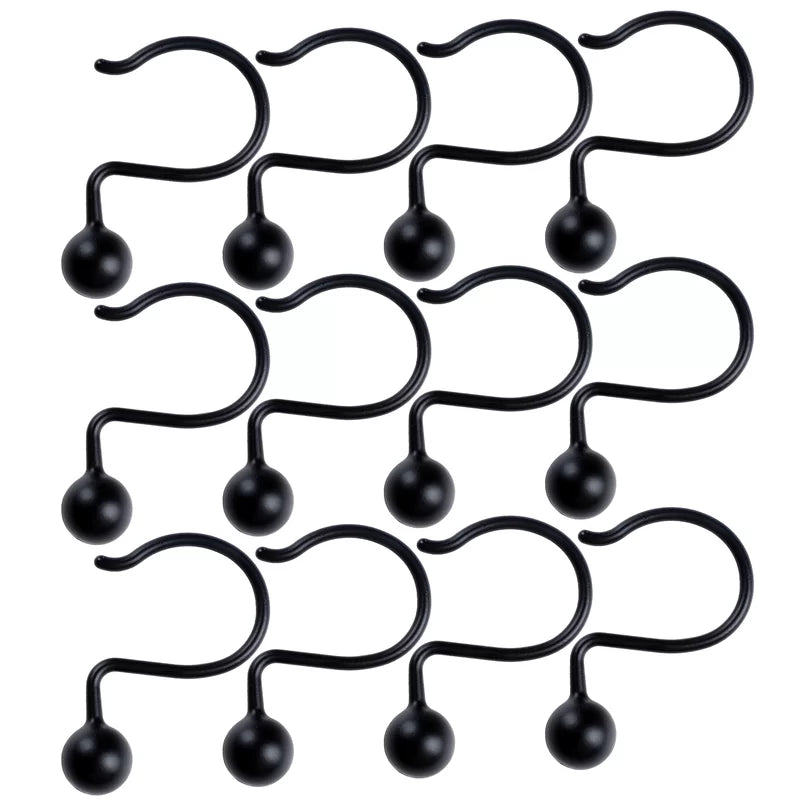 Black Aluminum Rust Resistant Shower Curtain Hook (Set of 12)
