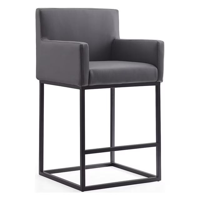 Ambassador Grey and Black Metal Counter Height Bar Stool 1-Piece