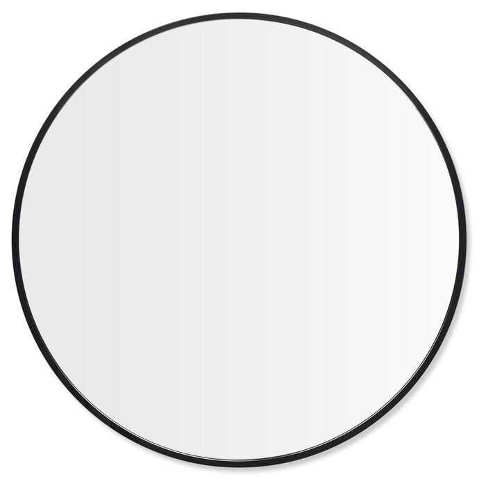Black Ambreen Round Metal Wall Mirror
