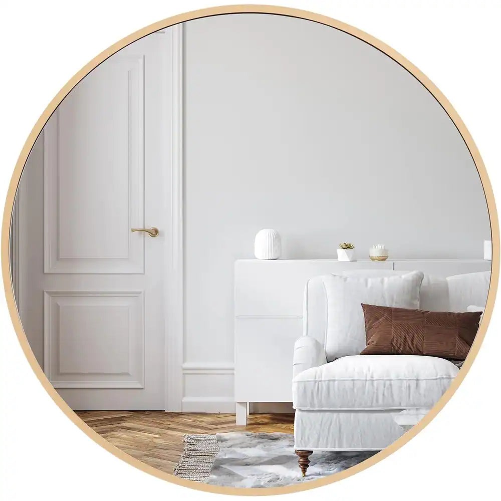 Framed Gold Round Mirror Circle Mirror for Bathroom, Entryway, Living Room