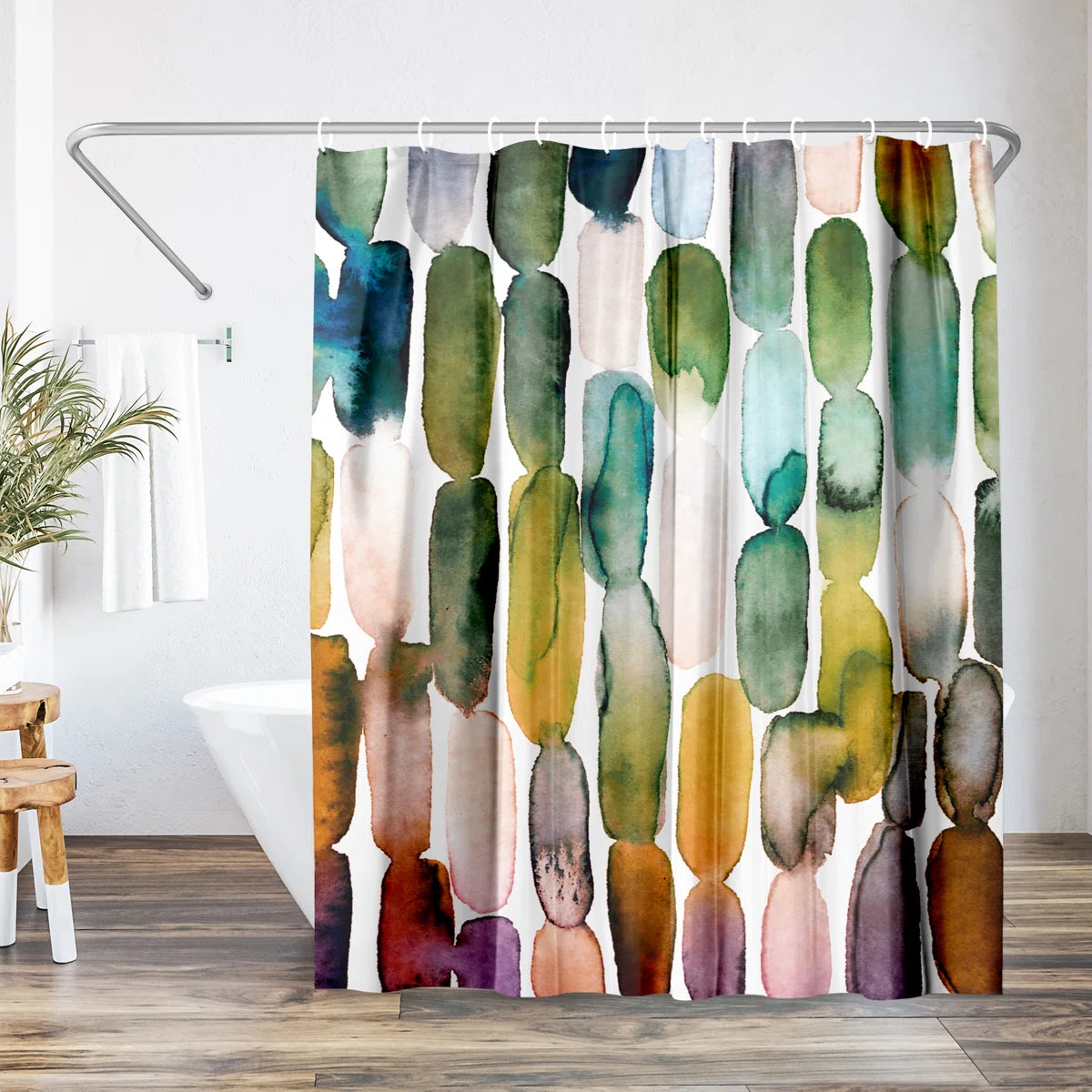 Americanflat Shower Curtain - Abstract Design - Watercolor Strokes by Lisa Nohren