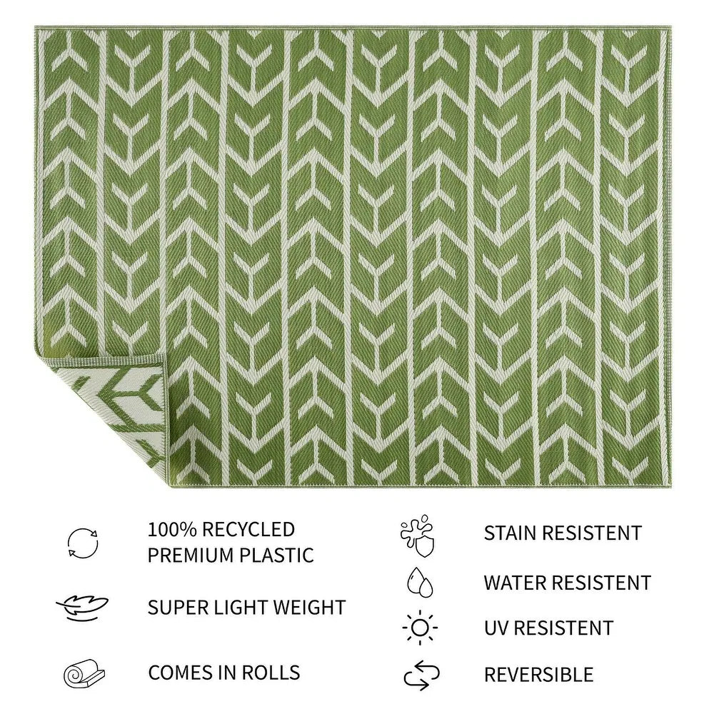 Amsterdam Design 100% Eco-friendly Lightweight Plastic Outdoor Mat/Rug - Green&Crème