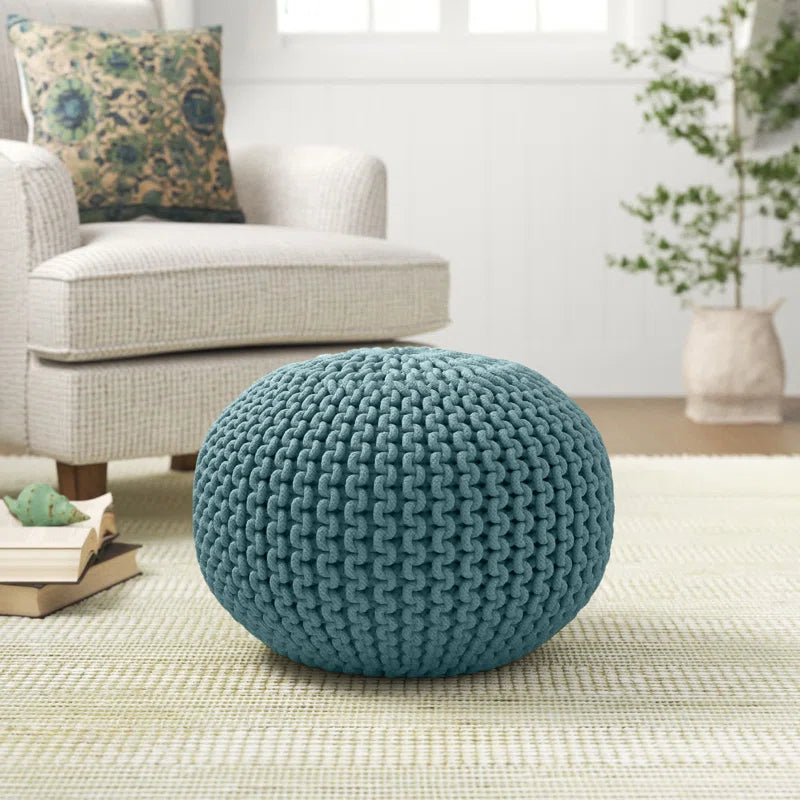 Wide Round Pouf Ottoman