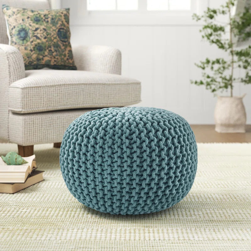 Wide Round Pouf Ottoman