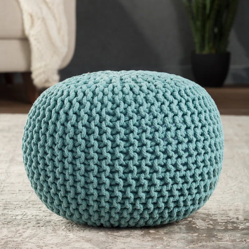 Wide Round Pouf Ottoman