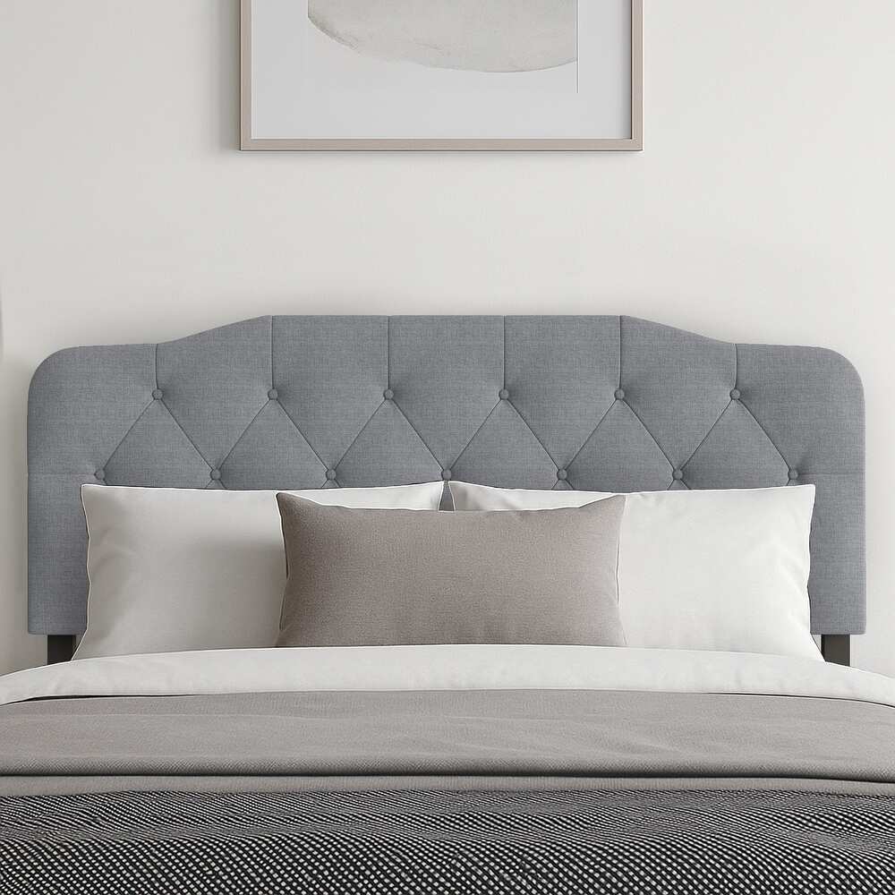 Angela Button-tufted Adjustable Headboard - Grey - Twin