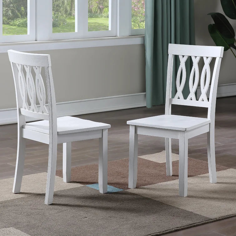 Ankit Solid Wood Slat Back Side Chair in White (Set of 2)