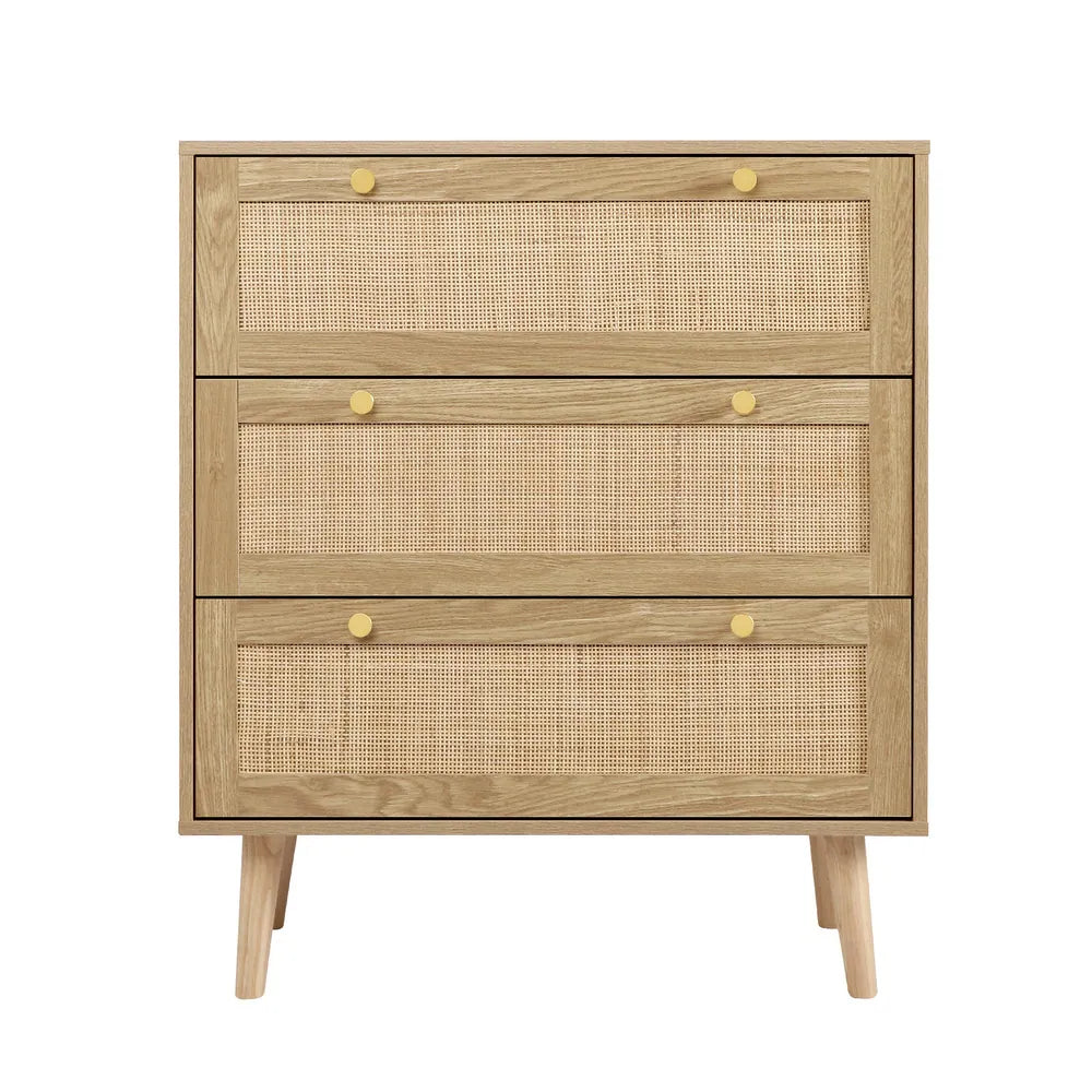 3-Drawer Rattan Chest of Drawers
