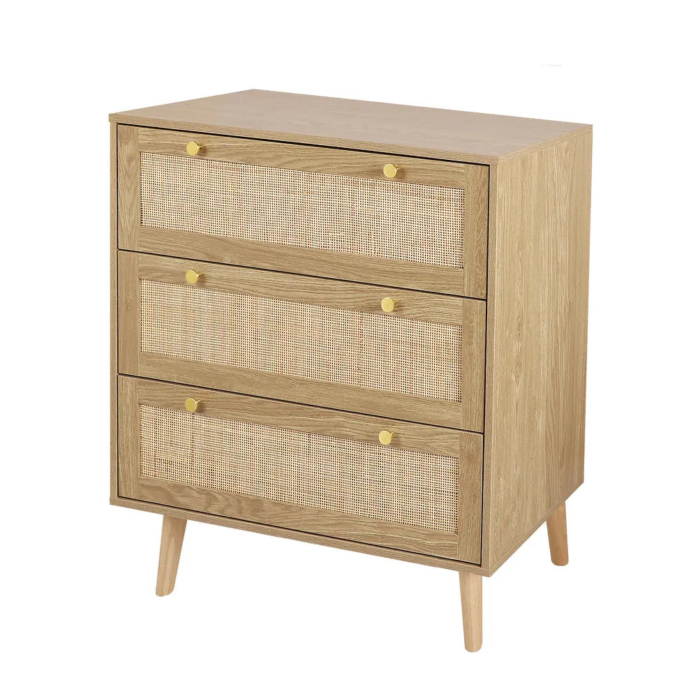 3-Drawer Rattan Chest of Drawers