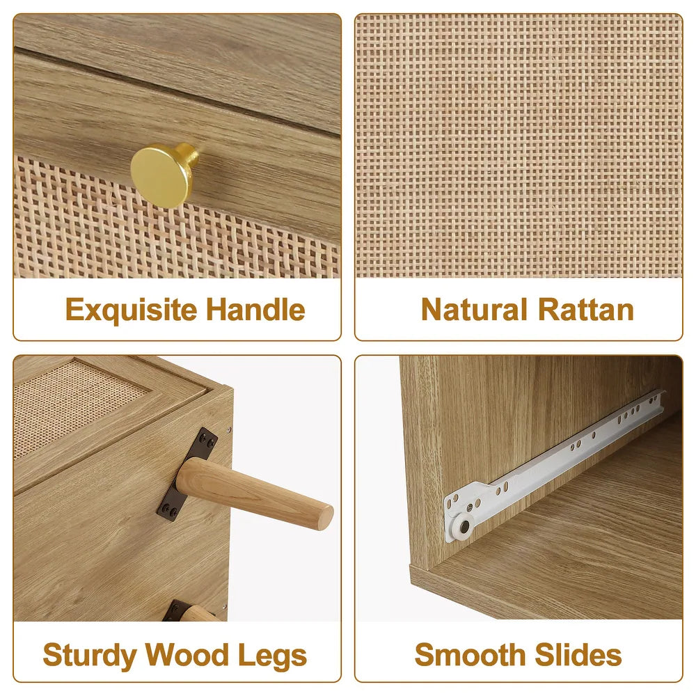 3-Drawer Rattan Chest of Drawers