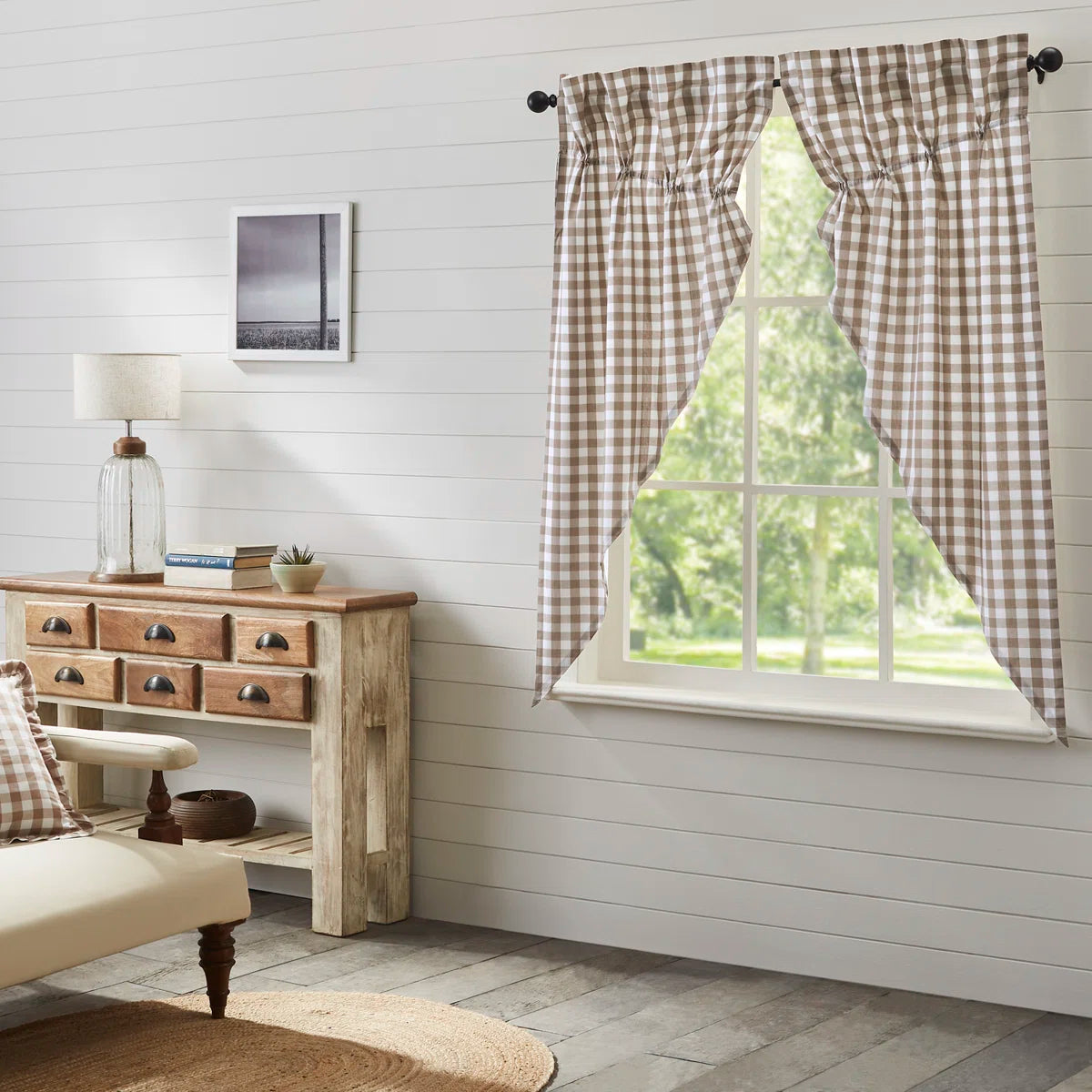 Annie Buffalo Check Cotton Gingham Room Darkening Rod Pocket Curtain Panels (Set of 2)