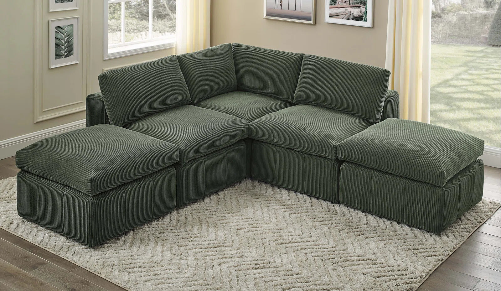 Antino 1 - Piece Corduroy Sectional Ottoman ONLY