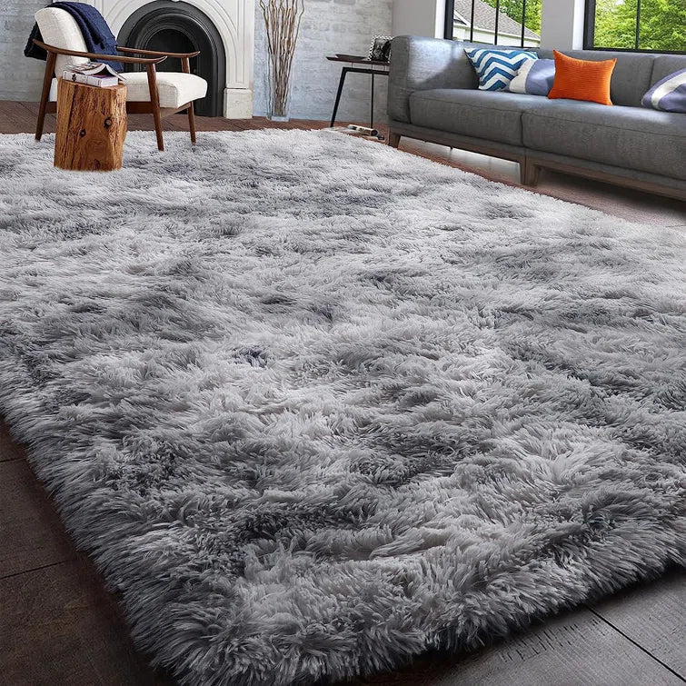 Antonije Tie Dye Shag Area Rug in Gray 8'x10'